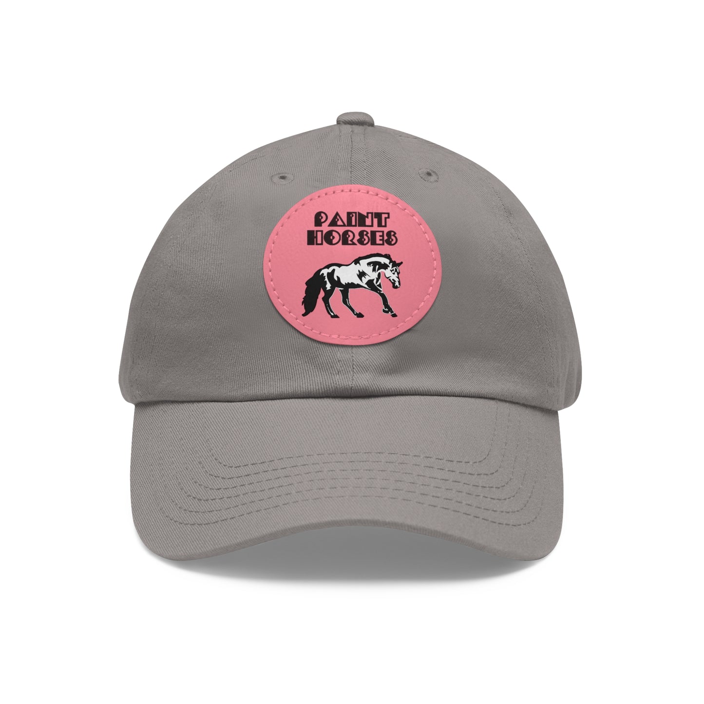 Baseball Cap-Dad Hat with Leather Patch (Round)-Paint Horse