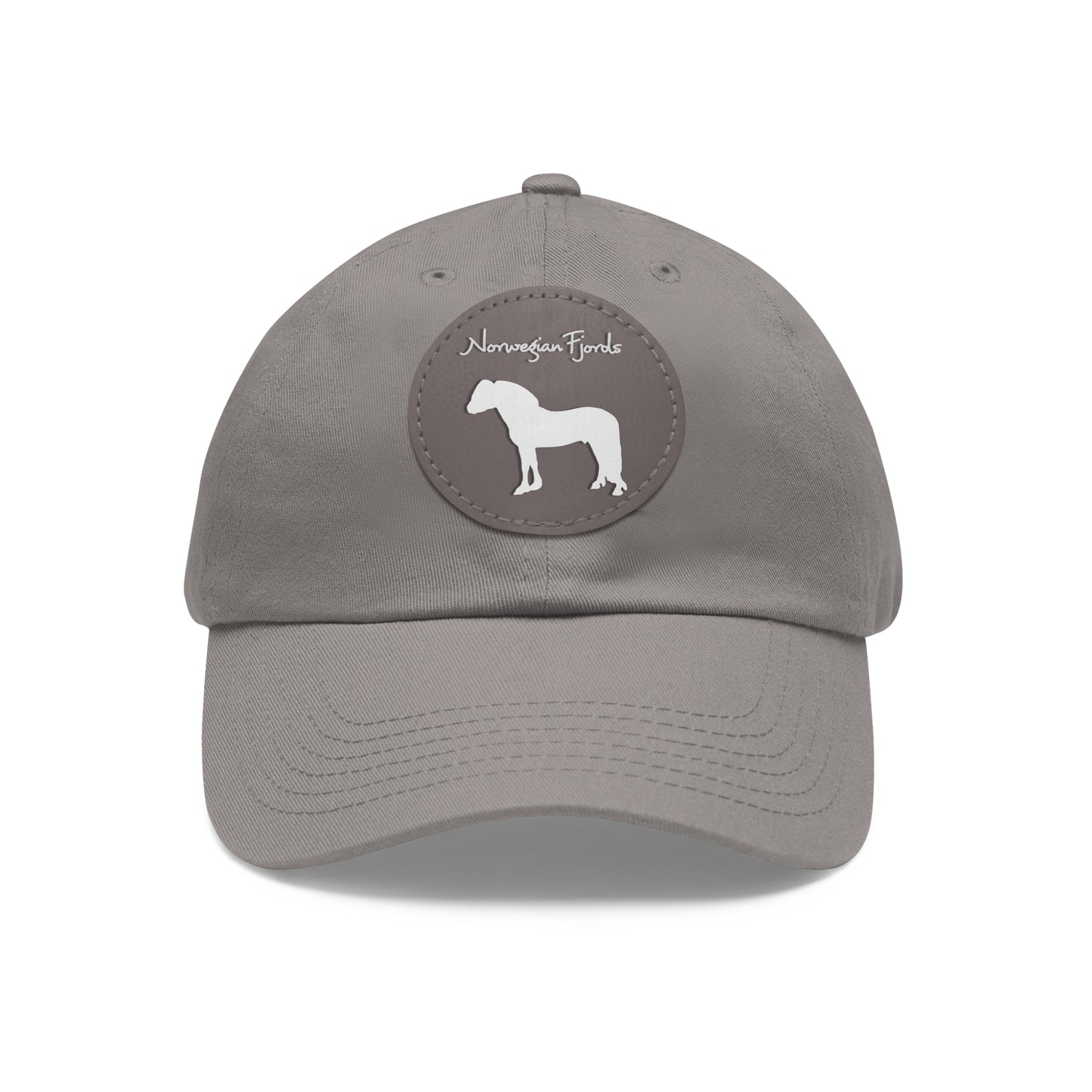 Baseball Cap-Dad Hat with Leather Patch (Round)-Norwegian Fjord Horse