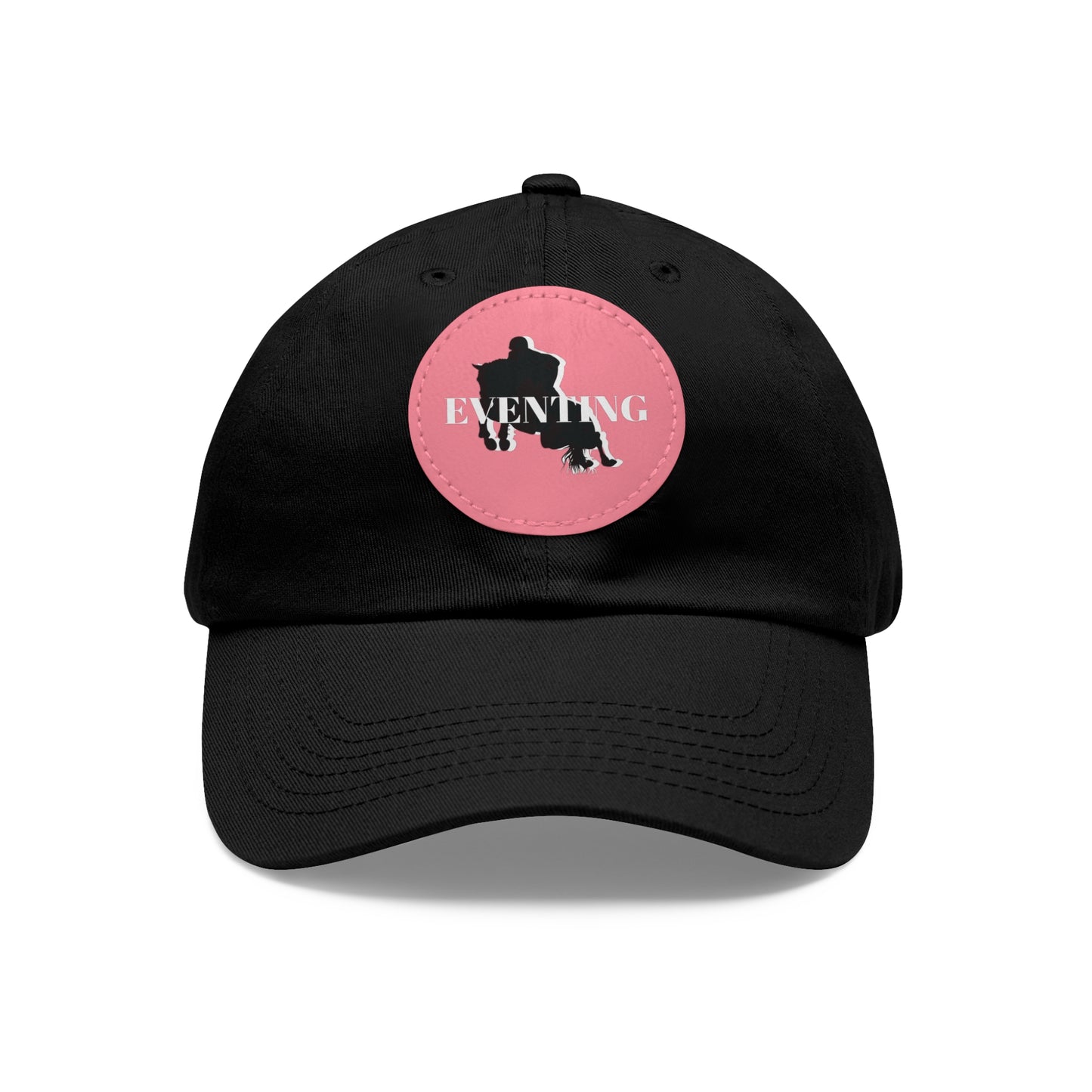 Baseball Cap-Dad Hat with Leather Patch (Round)-Eventing Horse