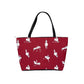 Handbag-Shoulder Bag-Canvas-Tote-Zipper-Large-Scarlet Red-Horse-Jumpers-Horse Show Grooming Supplies-