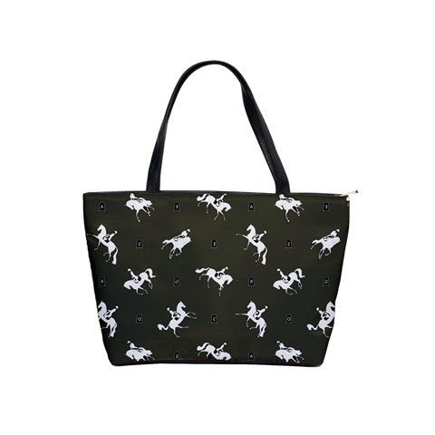 Handbag-Shoulder Bag-Canvas-Tote-Zipper-Large-Black-Horse-Dressage-Horse Show Grooming Supplies-