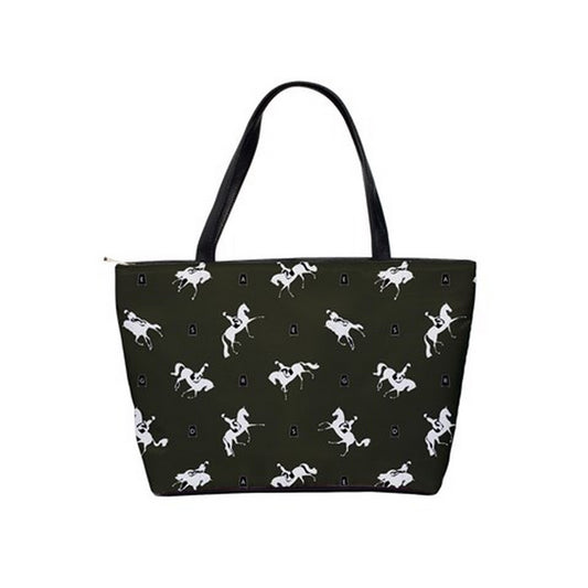 Handbag-Shoulder Bag-Canvas-Tote-Zipper-Large-Black-Horse-Dressage-Horse Show Grooming Supplies-