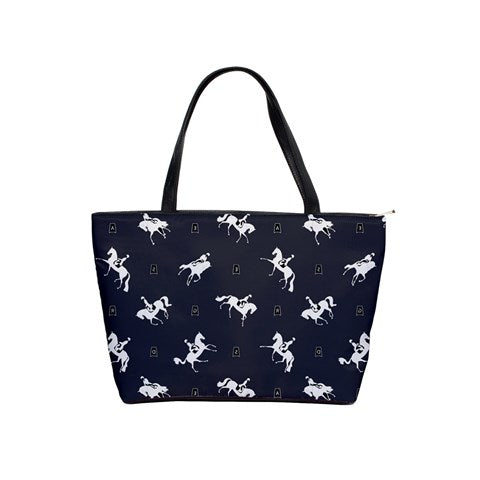 Handbag-Shoulder Bag-Canvas-Tote-Zipper-Large-Blue-Dressage-Horse-Horse Show Grooming Supplies-