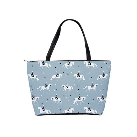 Handbag-Shoulder Bag-Canvas-Tote-Zipper-Ice Blue-Horse-English Riding-Hunter-Horse Show Grooming Supplies-