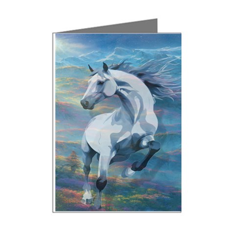 Greeting Cards-Note (8 Pack) 4.25" x 5.5"-Gray Horse-Blue