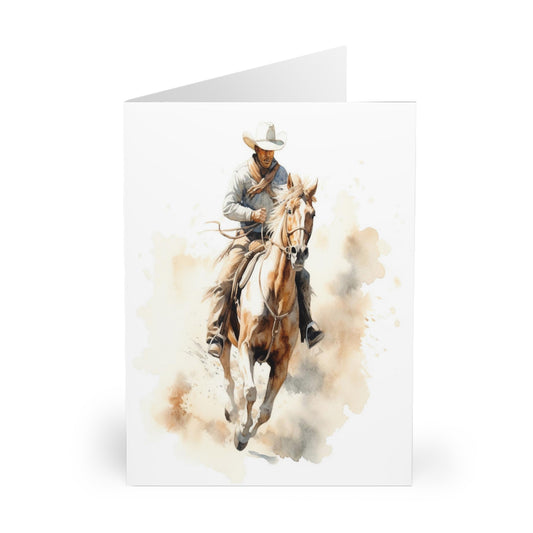 S952 Greeting Cards (5 Pack)-Horses-Cowboy