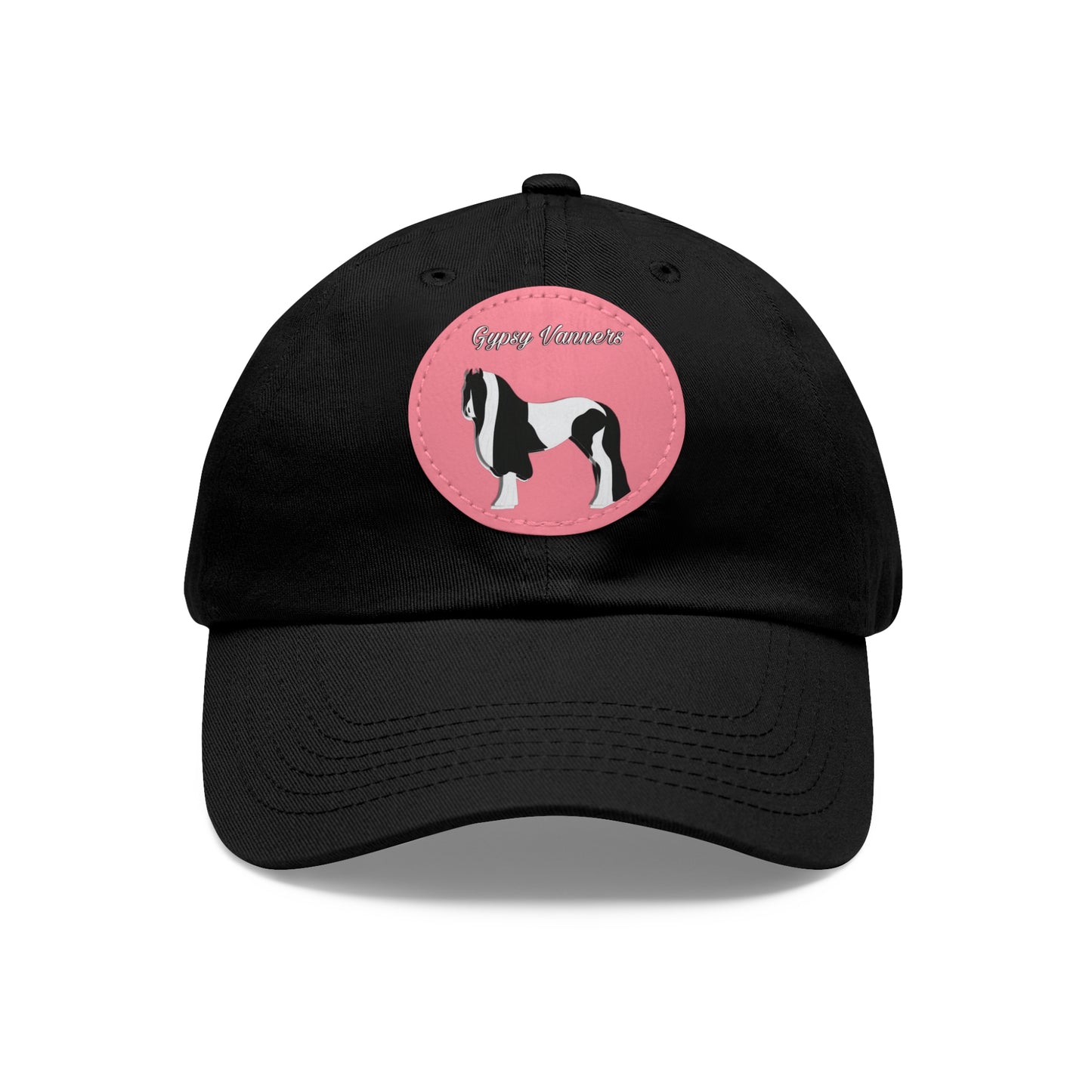 Baseball Cap-Dad Hat with Leather Patch (Round)-Gypsy Vanner Horse