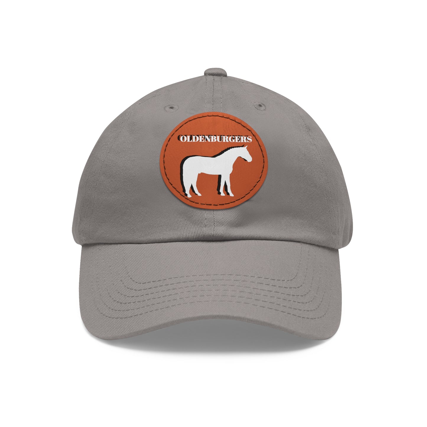 Baseball Cap-Dad Hat with Leather Patch (Round)-Oldenburger Warmblood-Horse