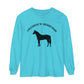 T-Shirt-Women's-Men's-Garment-dyed-Long Sleeve-All Cotton-Horses-Swedish Warmbloods