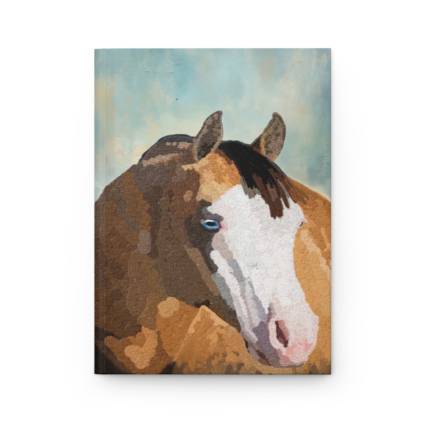 Hardcover Journal Matte-Balf Face Blue Eyed Quarter Horse-Under a Soft Blue Sky