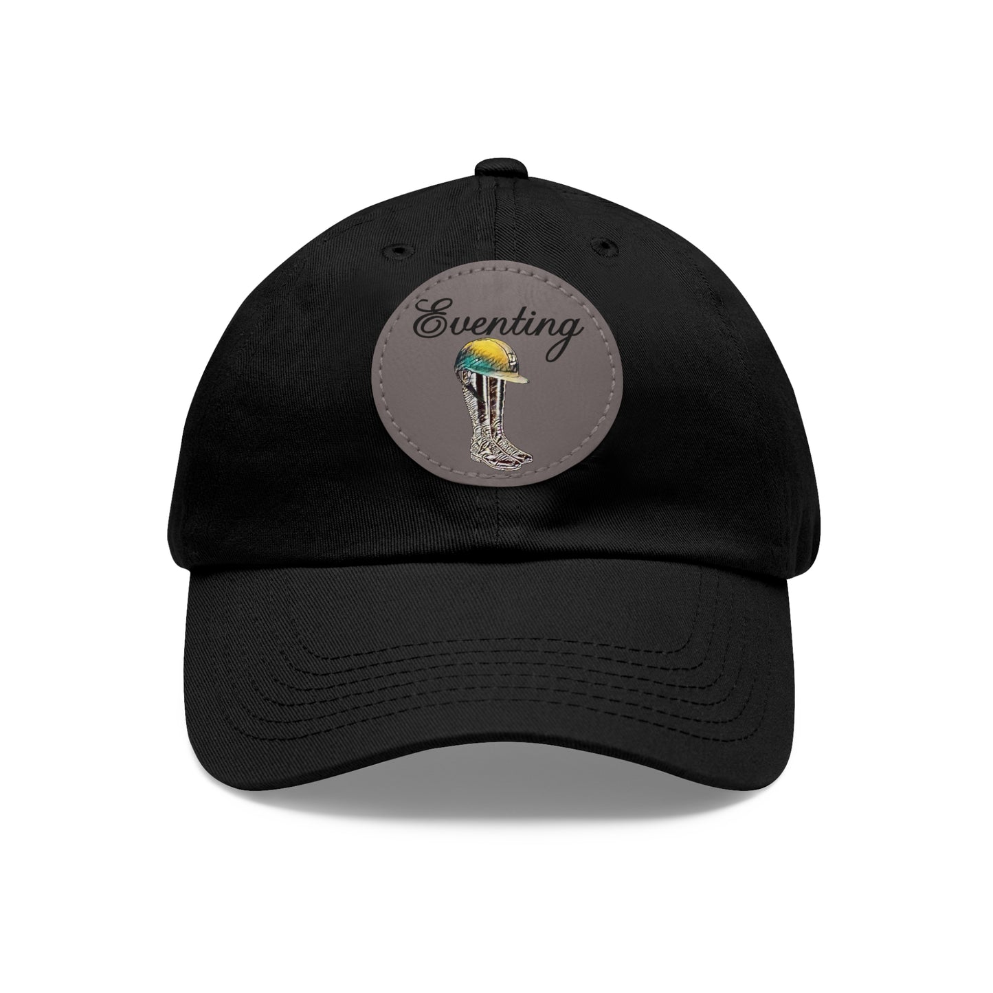 Baseball Cap-Dad Hat with Leather Patch (Round)-Three Day Eventing Horse