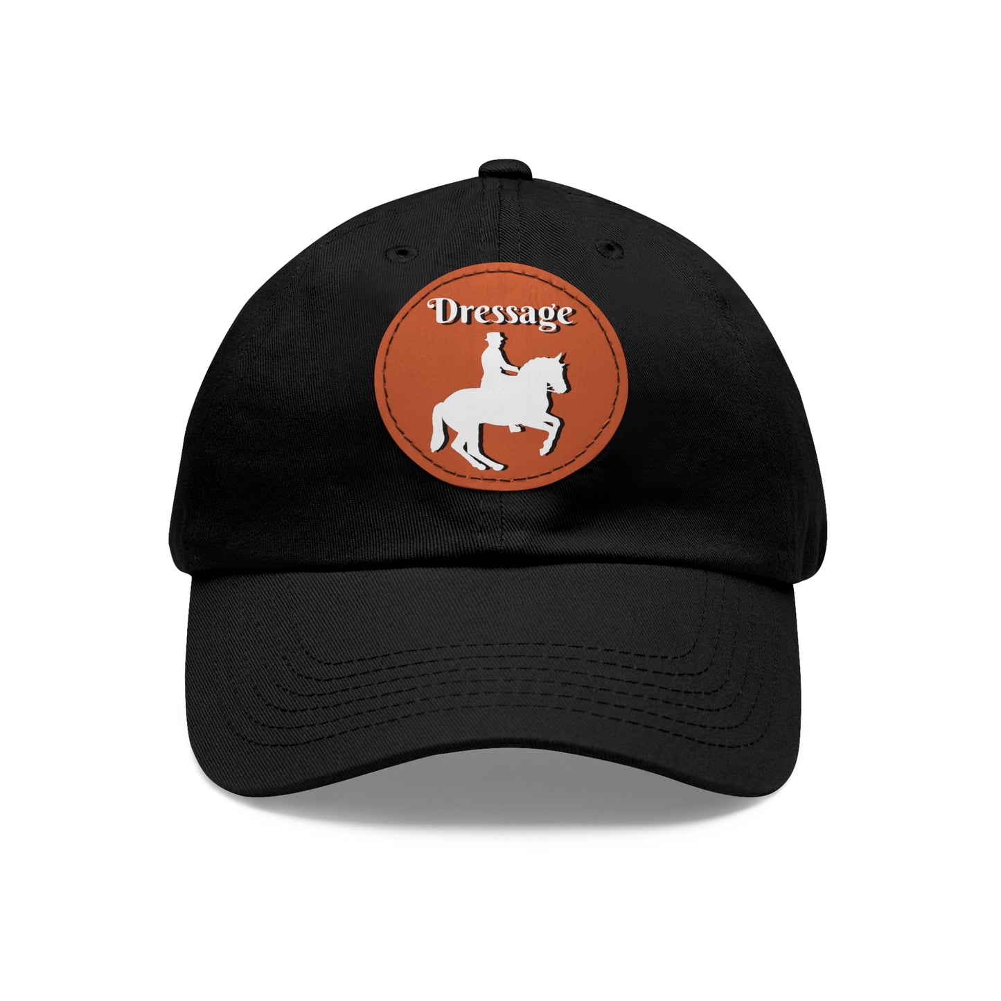 Baseball Cap-Dad Hat with Leather Patch (Round)-Dressage Horse