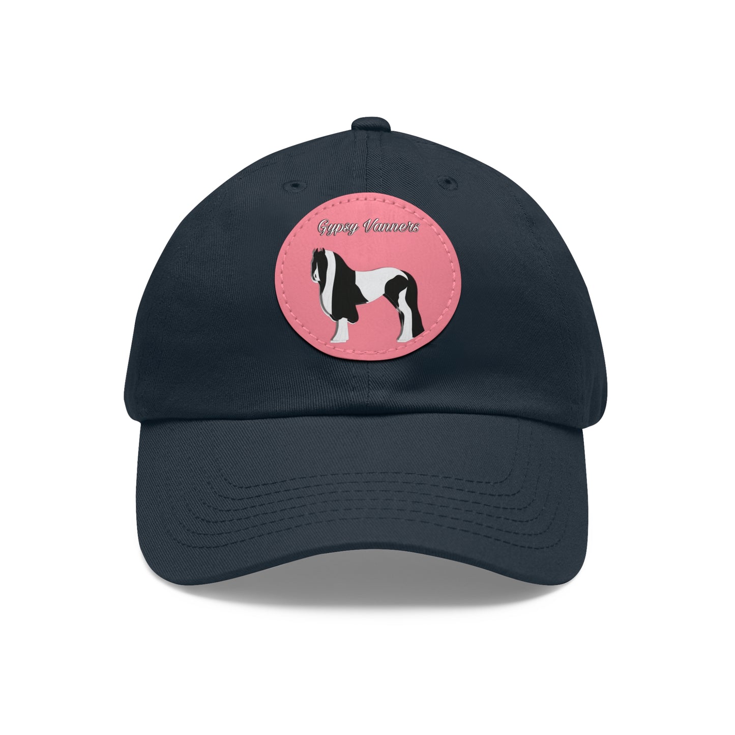 Baseball Cap-Dad Hat with Leather Patch (Round)-Gypsy Vanner Horse