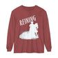 T-Shirt-Women's-Men's-Garment-dyed-Long Sleeve-All Cotton-Horses-Reining Horses-Sliding Stop