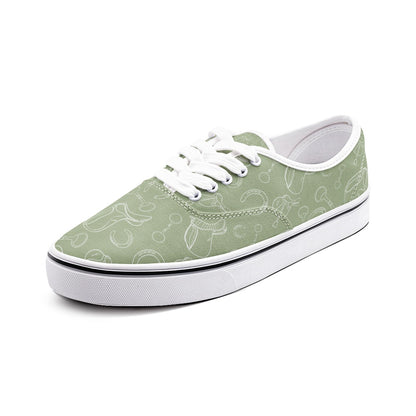 Sneakers Womens-Green-Equestrian Equipment Motif-Mens-Unisex Canvas Shoes Fashion Low Cut Loafer-