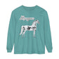 T-Shirt-Women's-Men's-Garment-dyed-Long Sleeve-All Cotton-Horses-Morgans