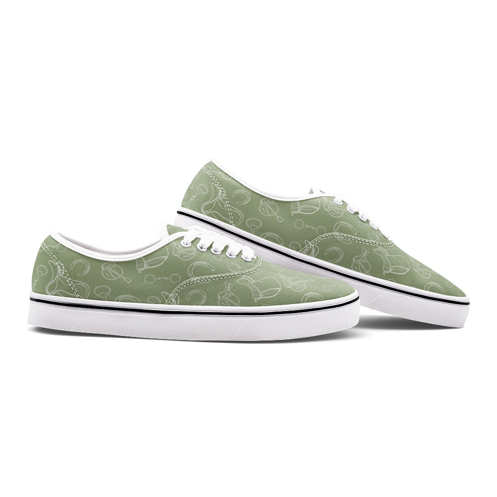 Sneakers Womens-Green-Equestrian Equipment Motif-Mens-Unisex Canvas Shoes Fashion Low Cut Loafer-