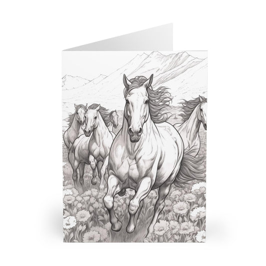 S747 Greeting Cards (5 Pack)-Horses