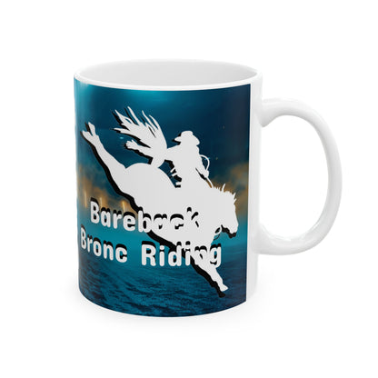 Mug Ceramic, (11 0z) Horses-Rodeo-Bareback Bronc Riding