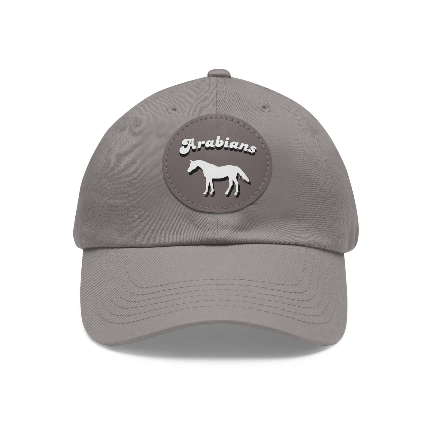 Baseball Cap-Dad Hat with Leather Patch (Round)-Arabian Horses Arabians-hot blooded horses