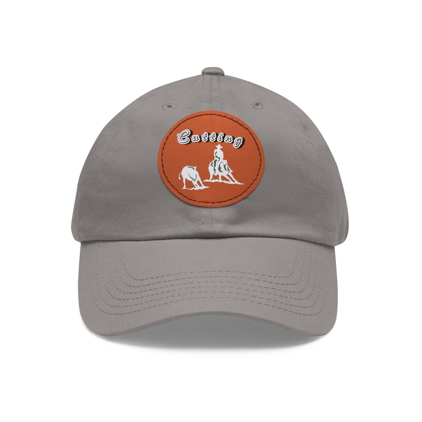 Baseball Cap-Dad Hat with Leather Patch (Round)-Cutting Horse