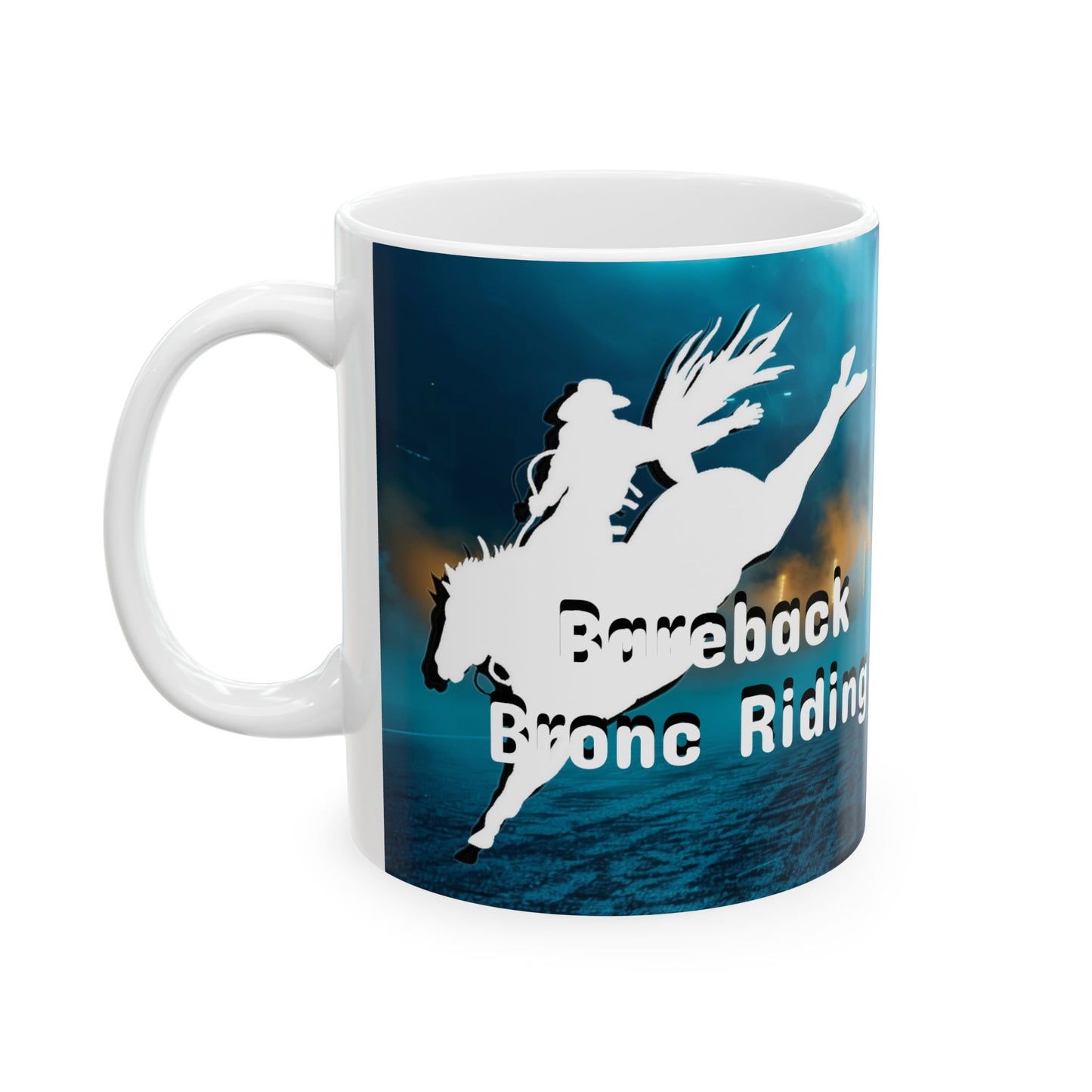 Mug Ceramic, (11 0z) Horses-Rodeo-Bareback Bronc Riding