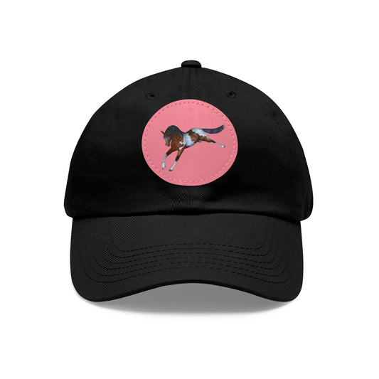 Y961 Baseball Cap Dad Hat with Leather Patch (Round)-Paint Horse