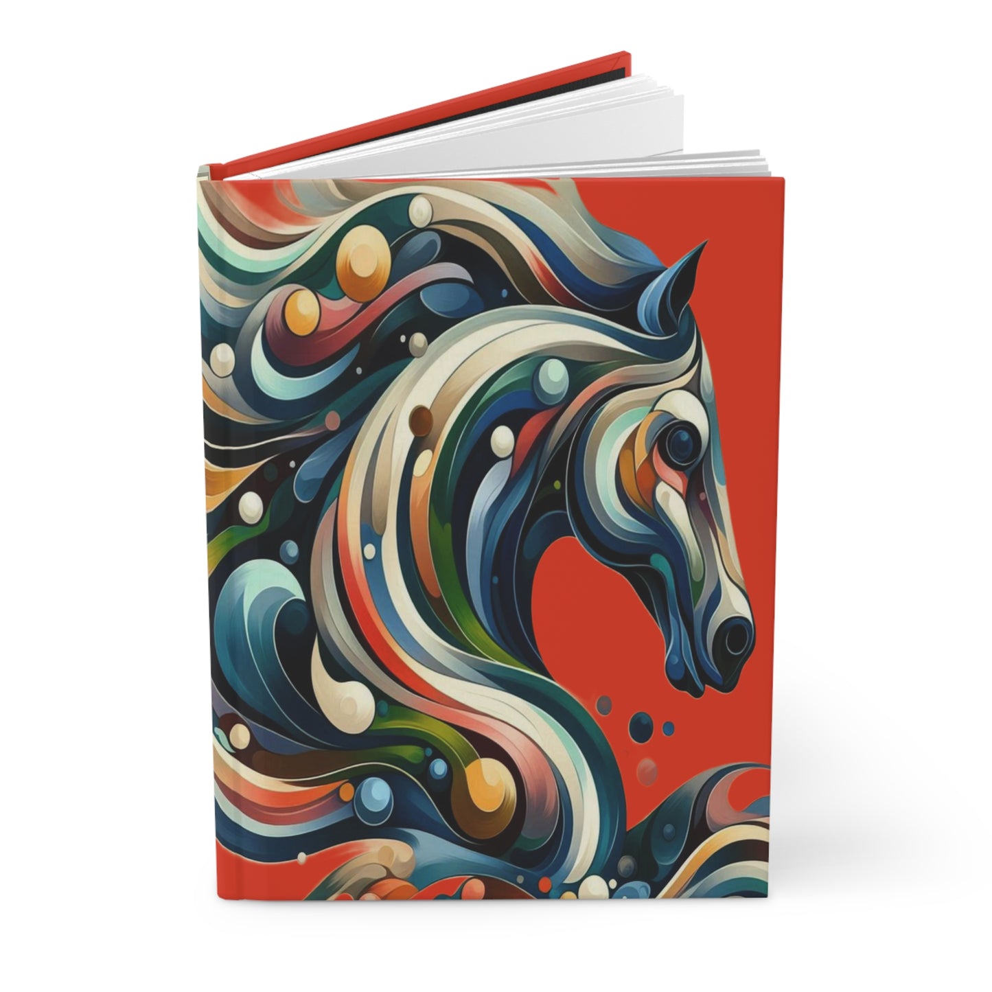 Hardcover Journal Matte-Iconic Multi Color Horse-Red