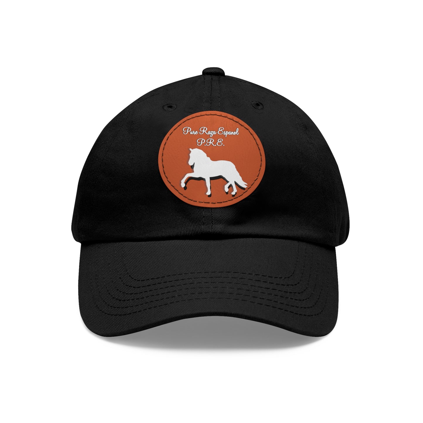 Baseball Cap-Dad Hat with Leather Patch (Round)-PRE-Pura Raza Espanola-Horse