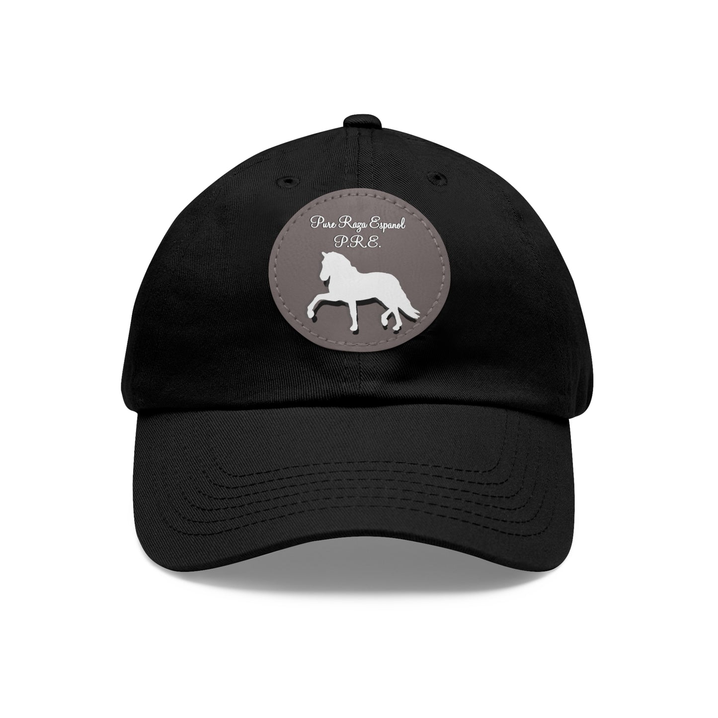 Baseball Cap-Dad Hat with Leather Patch (Round)-PRE-Pura Raza Espanola-Horse