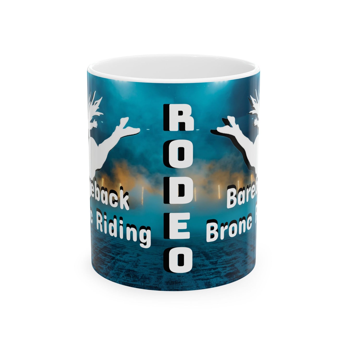 Mug Ceramic, (11 0z) Horses-Rodeo-Bareback Bronc Riding