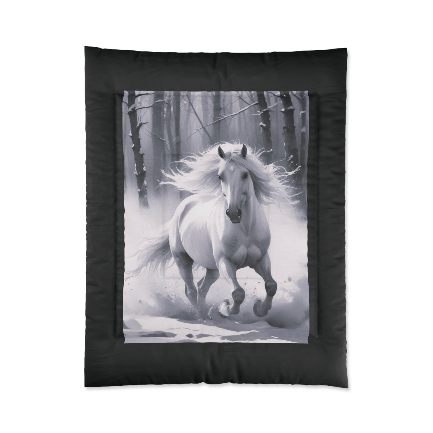 Comforter-White Horse Design-4 Sizes-King Queen Double Twin