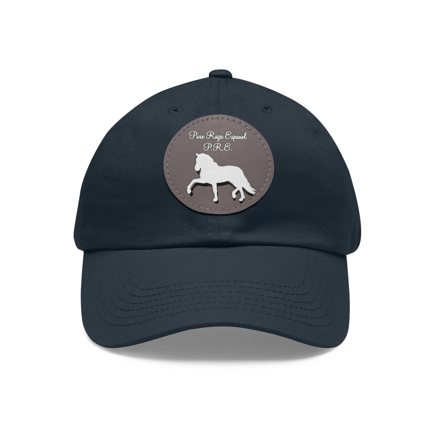 Baseball Cap-Dad Hat with Leather Patch (Round)-PRE-Pura Raza Espanola-Horse