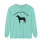 T-Shirt-Women's-Men's-Garment-dyed-Long Sleeve-All Cotton-Horses-Swedish Warmbloods