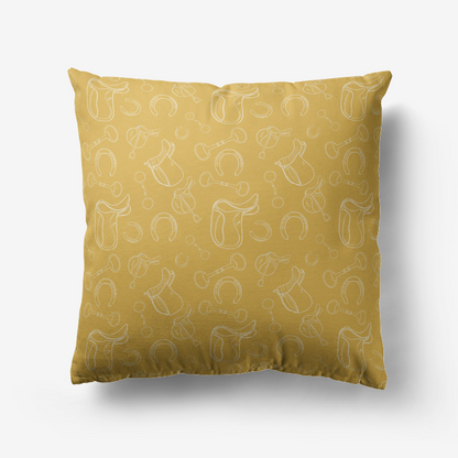 Pillow-Throw-Premium Hypoallergenic-White Horse Tack-Gold Yellow