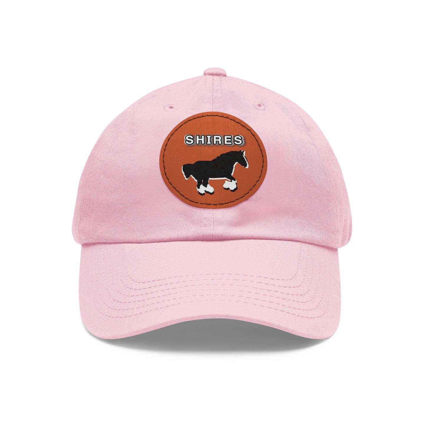 Baseball Cap-Dad Hat with Leather Patch (Round)-Shire Draft Horse