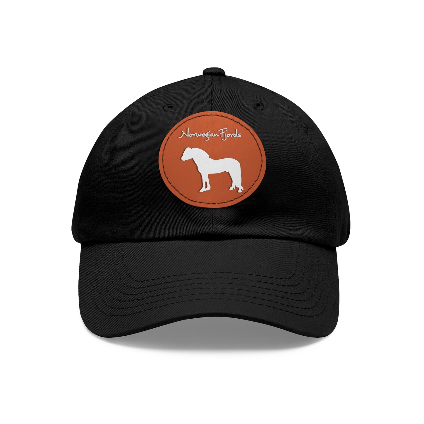 Baseball Cap-Dad Hat with Leather Patch (Round)-Norwegian Fjord Horse