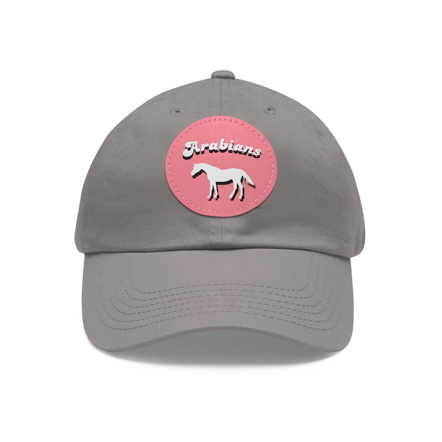 Baseball Cap-Dad Hat with Leather Patch (Round)-Arabian Horses Arabians-hot blooded horses