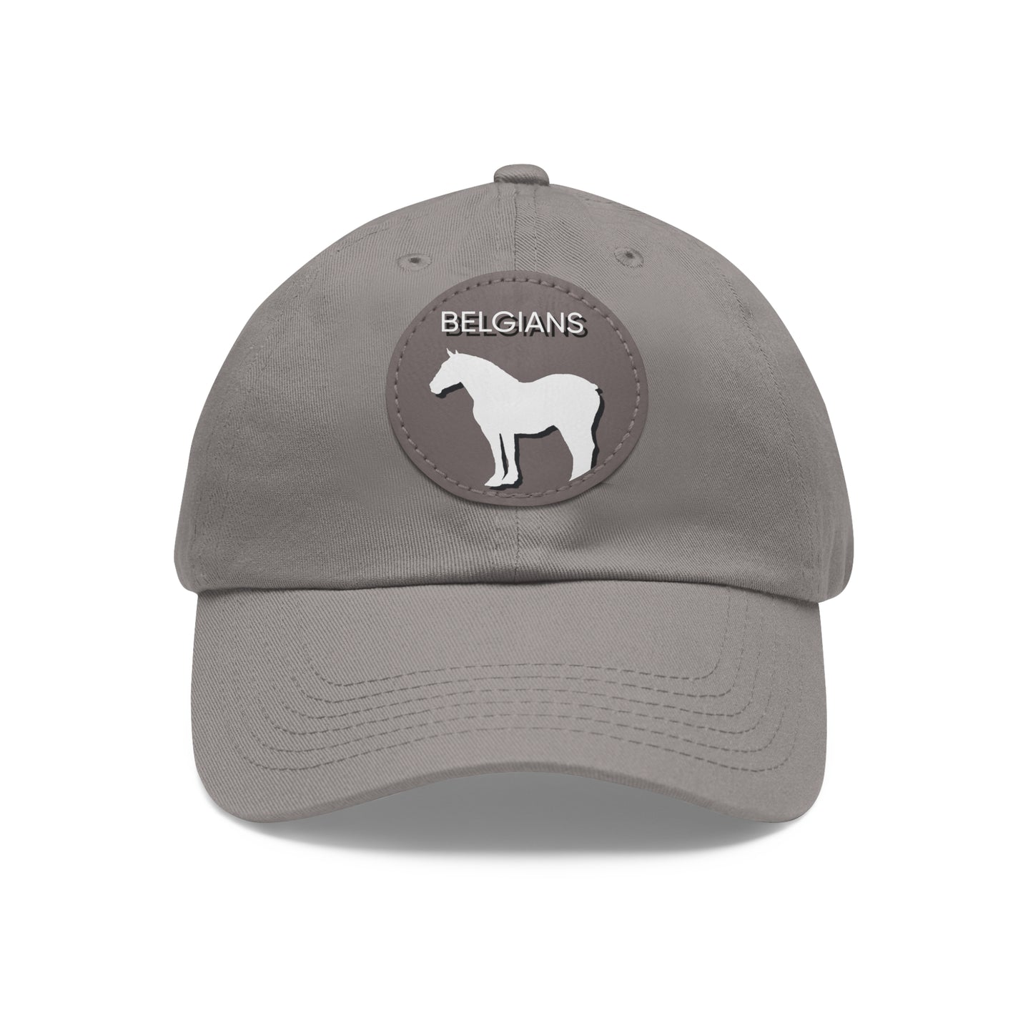 Baseball Cap-Dad Hat with Leather Patch (Round)-Belgian Draft Horse