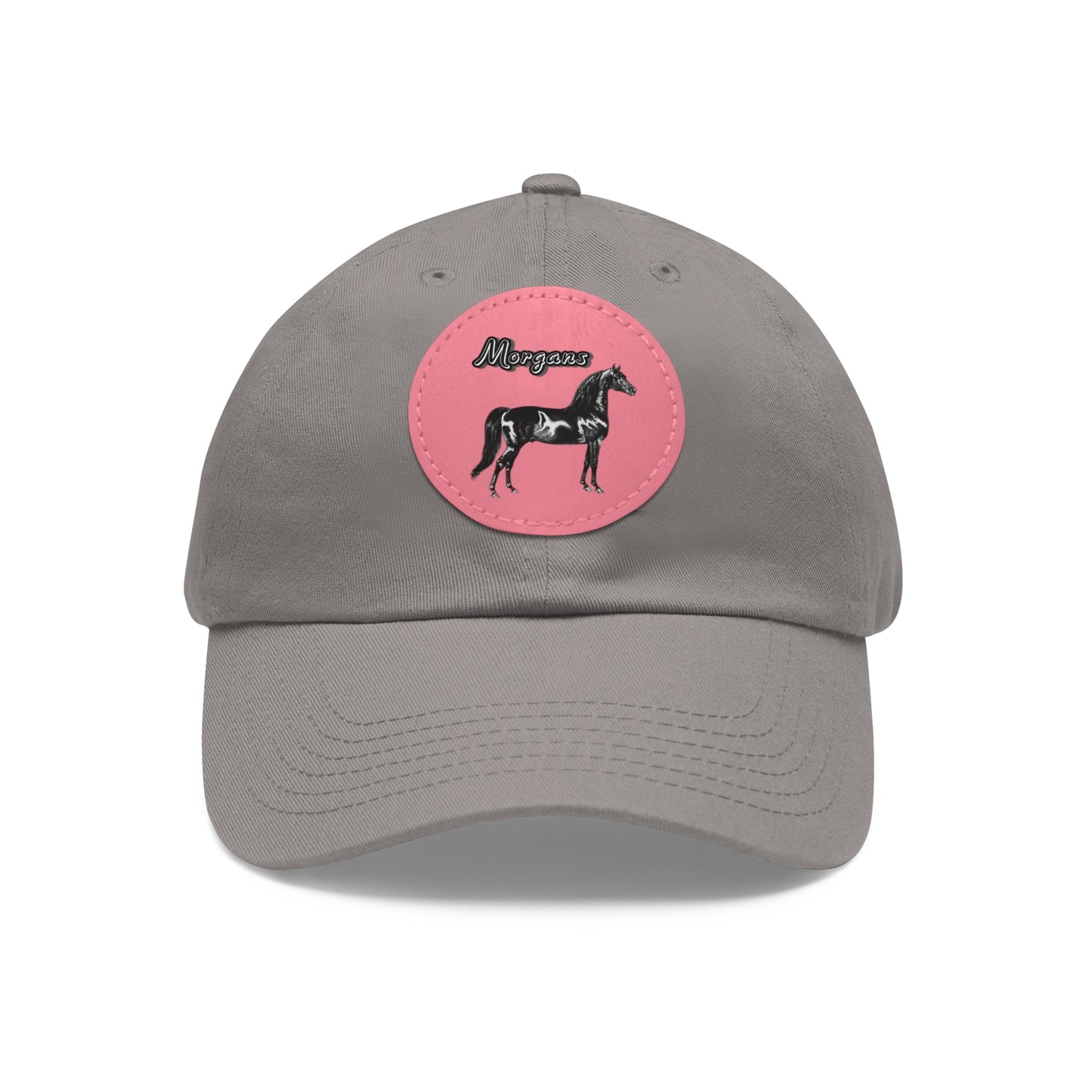 Baseball Cap-Dad Hat with Leather Patch (Round)-Morgans Horse