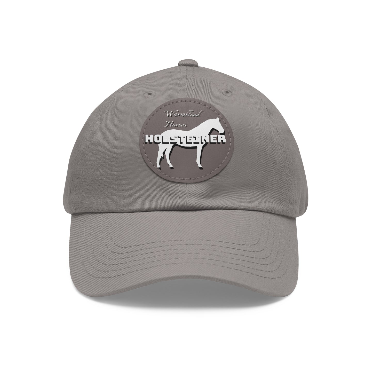 Baseball Cap-Dad Hat with Leather Patch (Round)-Holsteiner Warmblood-Horse