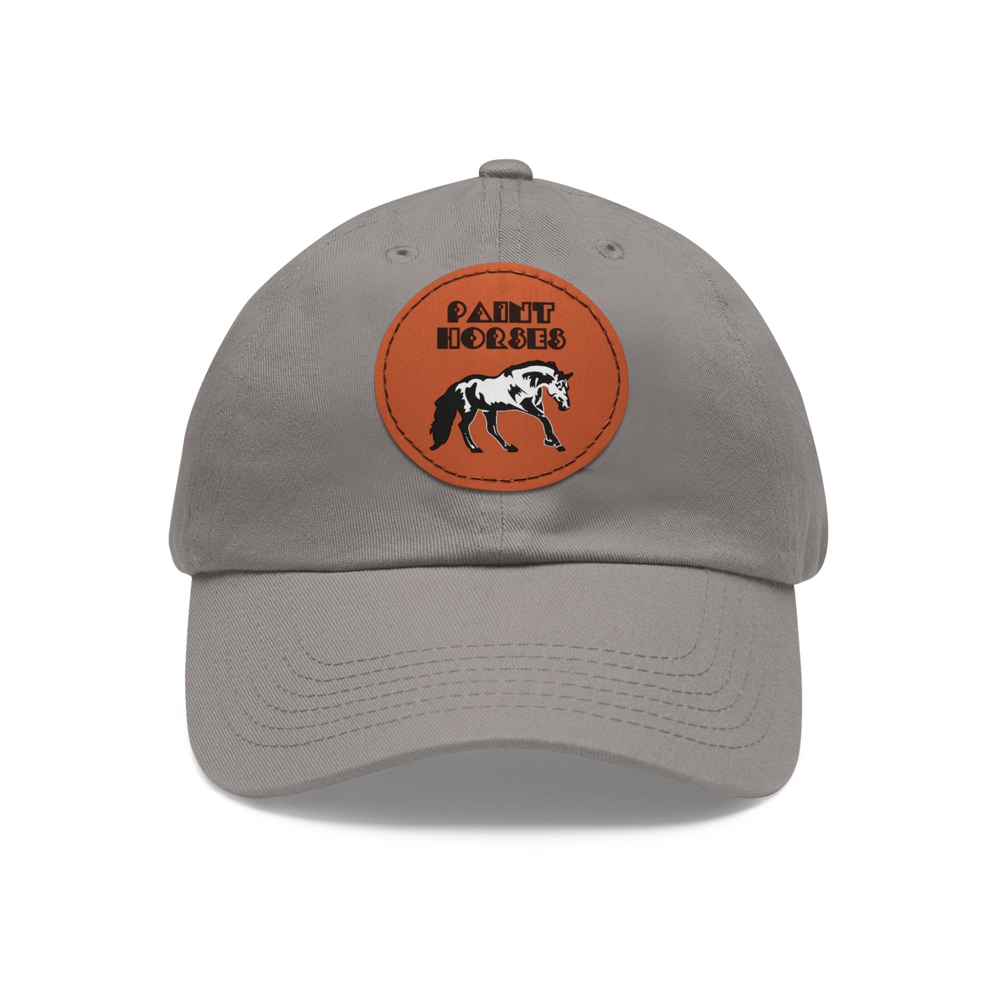 Baseball Cap-Dad Hat with Leather Patch (Round)-Paint Horse