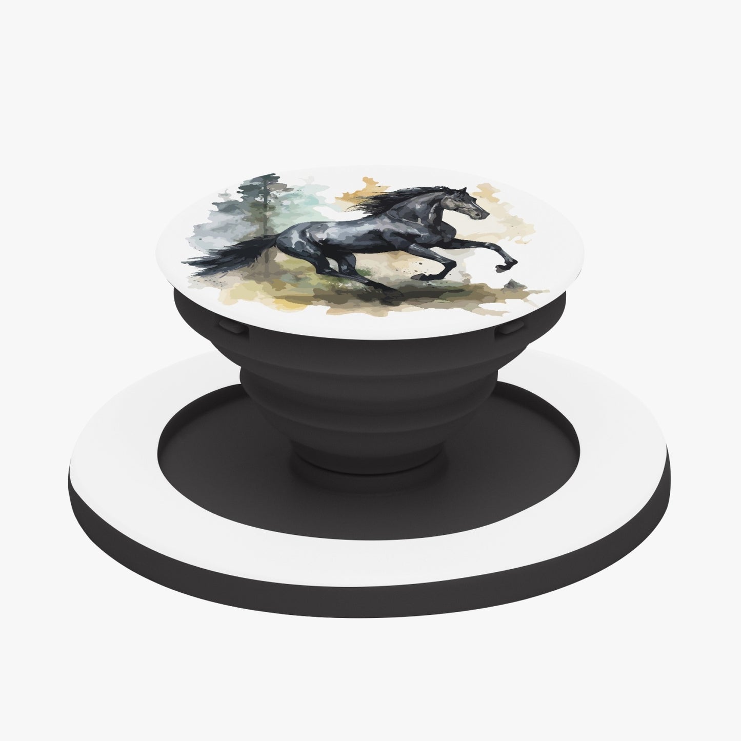 Phone Pop Socket Horse Design-Magnetic Collapsible Grip And Stand-Black Horse