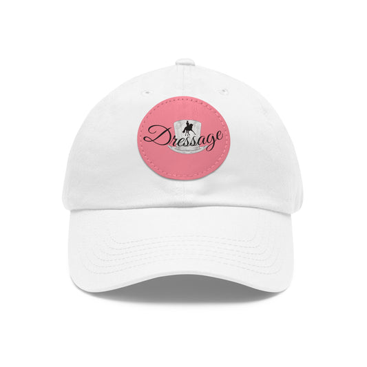 Baseball Cap-Dad Hat with Leather Patch (Round)-Dressage Horse