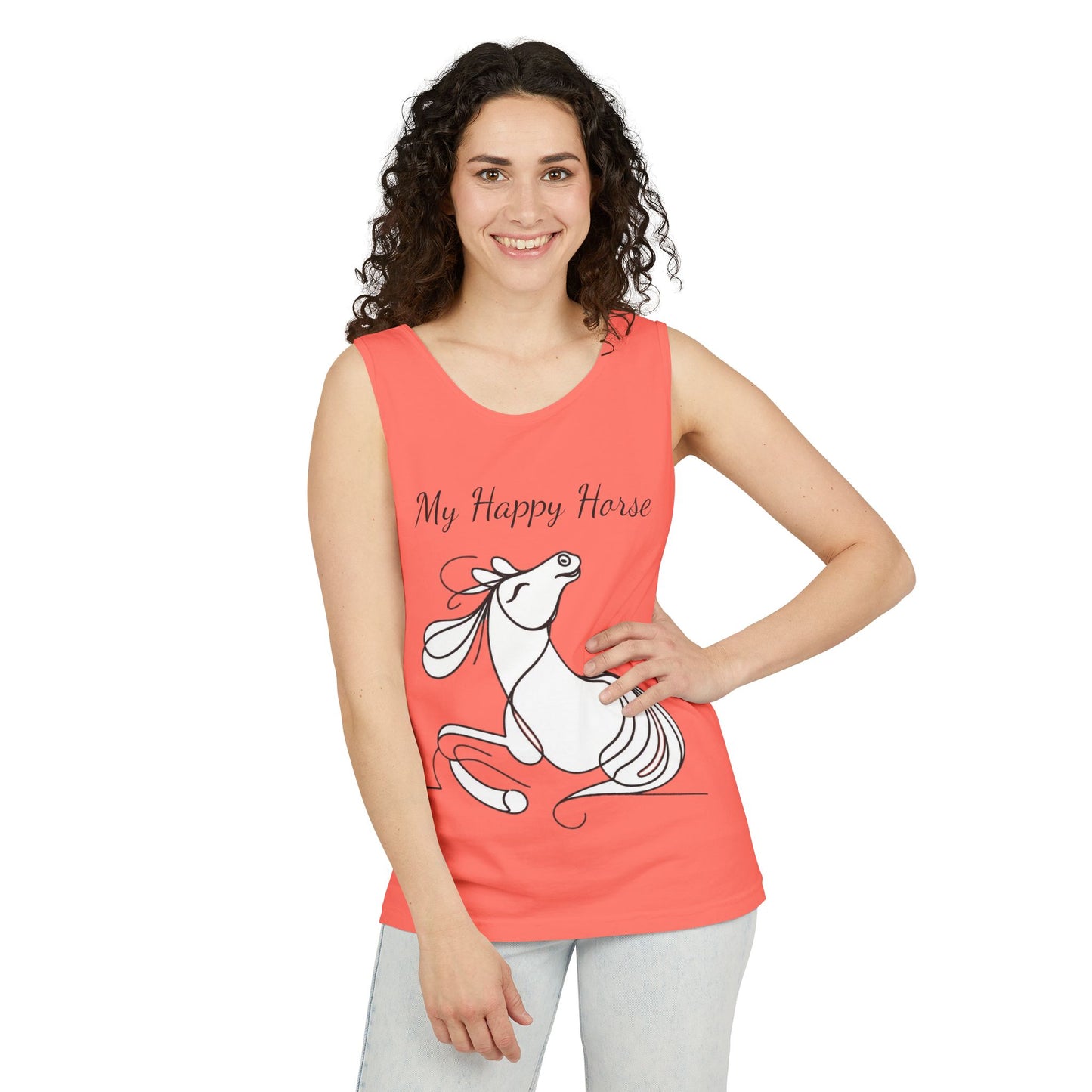 Tank Top-Unisex-Garment-Dyed-Happy Horse