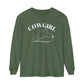 T-Shirt-Women's-Men's-Garment-dyed-Long Sleeve-All Cotton-Horses-Cowgirl Hat