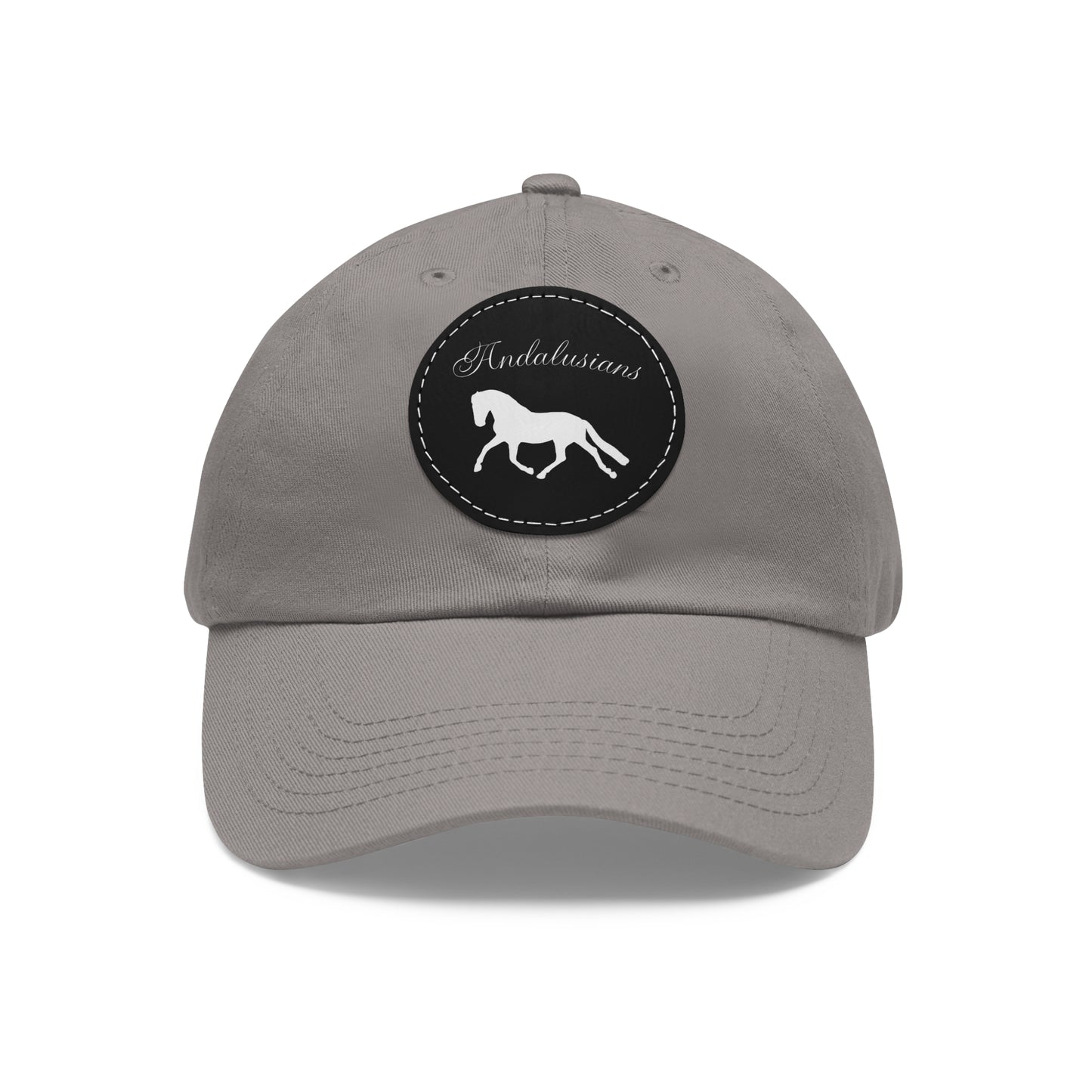 Baseball Cap-Dad Hat with Leather Patch (Round)-Andalusian Horse