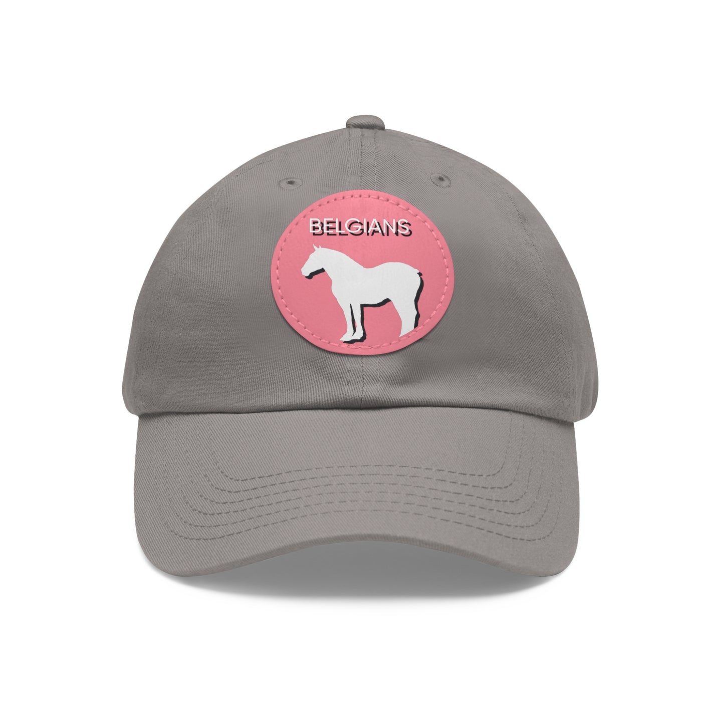 Baseball Cap-Dad Hat with Leather Patch (Round)-Belgian Draft Horse