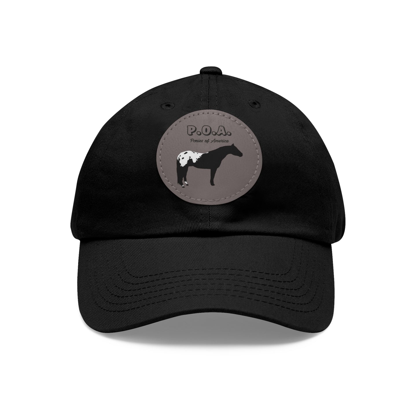 Baseball Cap-Dad Hat with Leather Patch (Round)-POAs Ponies of America-Horse