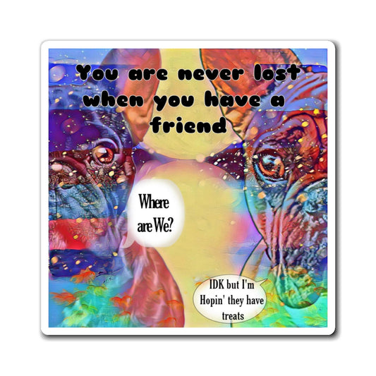 Y959 Refrigerator Magnets-FRENCH BULLDOG Speak-You are never lost when you have a friend